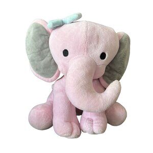 Soft Pink Elephant Plush Toy With Bow By Bedtime Originals - 8"